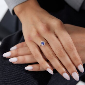 0.55 Ct Pırlanta Oval Safir Yüzük - Siempre (1)