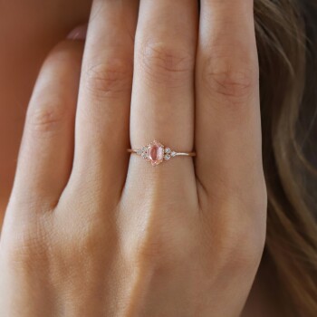 0.58 Ct Pırlanta Morganite Vintage Yüzük - Siempre