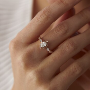 0.60 Ct Pırlanta Oval Vintage Sare Yüzük - Siempre (1)