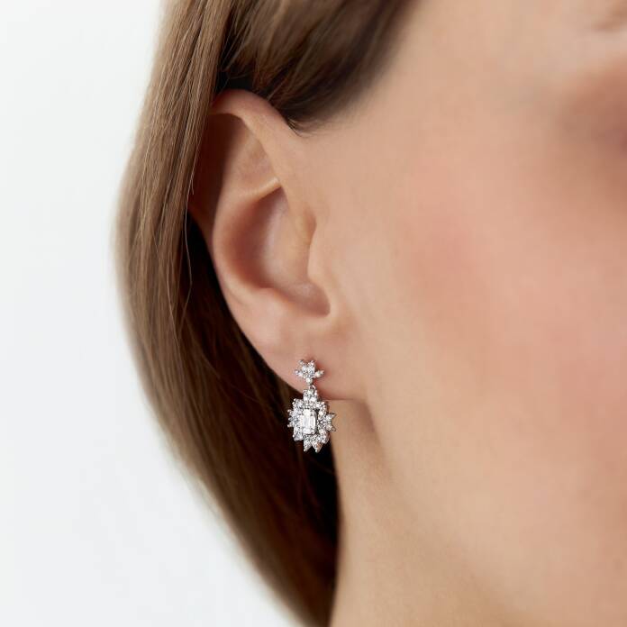 0.60 Ct Pırlanta Pi Baget Küpe - 2