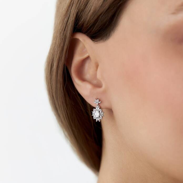 0.60 Ct Pırlanta Pi Baget Küpe - 3