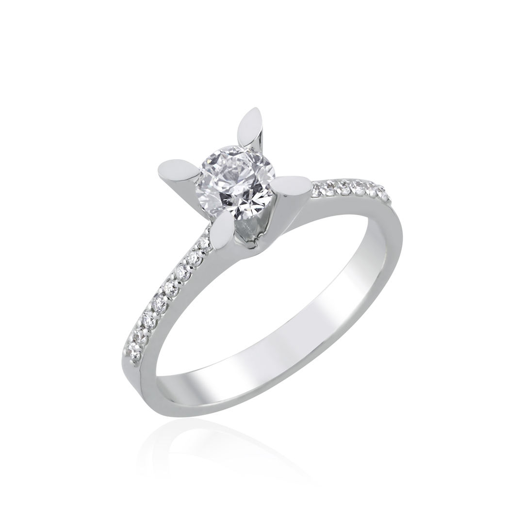 0.64 Ct Pırlanta Folium Tektaş Yüzük - 1