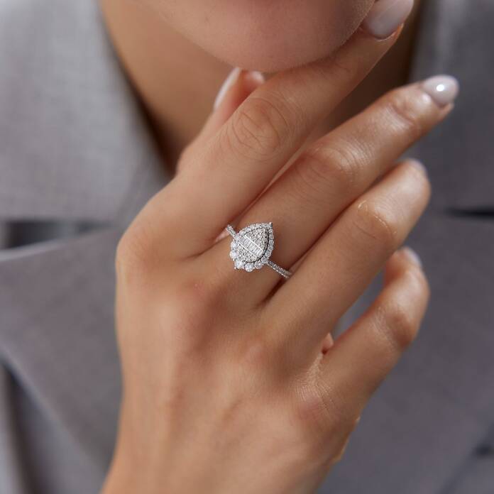 0.65 Ct Pırlanta Damla Yüzük - 1