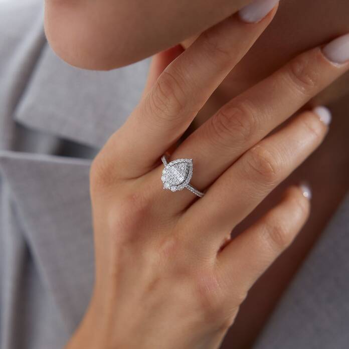 0.65 Ct Pırlanta Damla Yüzük - 3