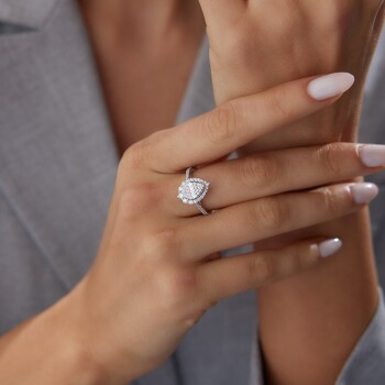 0.65 Ct Pırlanta Damla Yüzük - 4