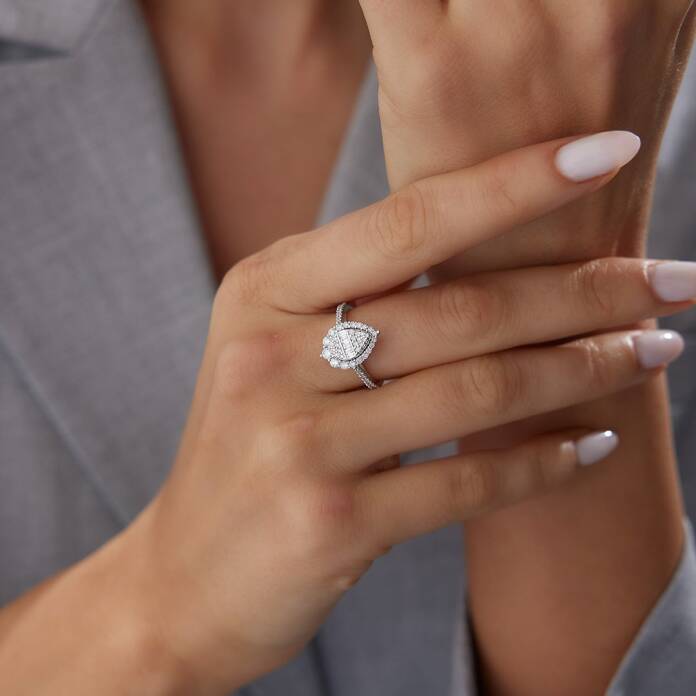 0.65 Ct Pırlanta Damla Yüzük - 4