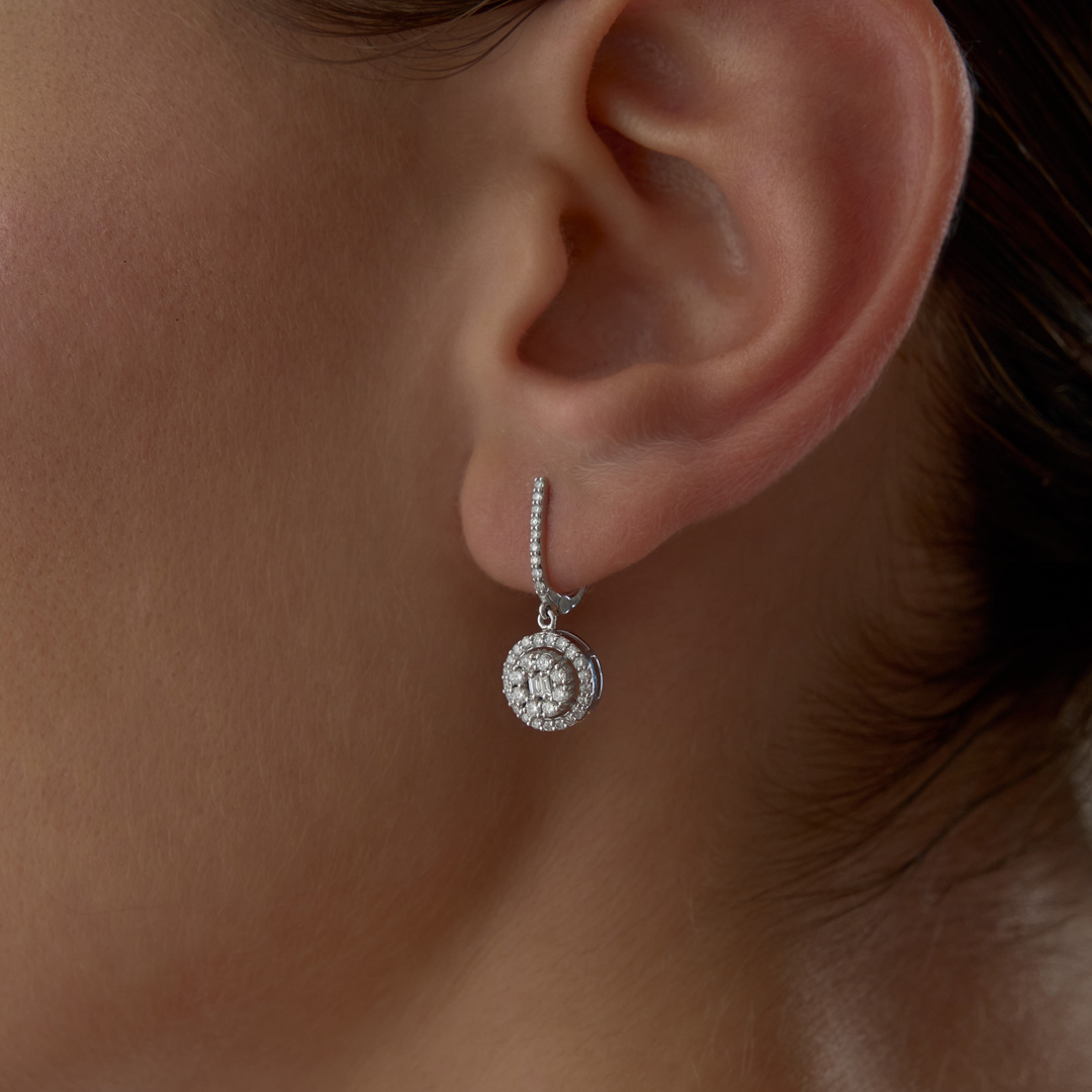 0.70 Ct Pırlanta Halo Küpe - 2