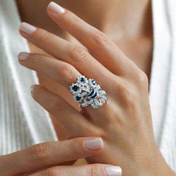 0.82 Ct Safir Taşlı Pırlanta Yüzük - Özkonak