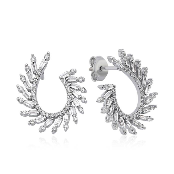 0.83 Ct Pırlanta Çelenk Küpe - 2