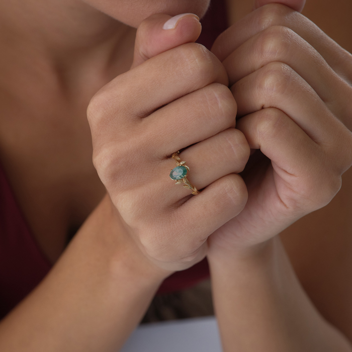 0.85 ct Moss Agate Yüzük - Siempre