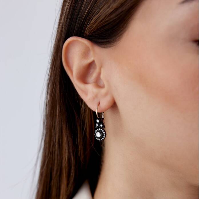 0.87 Ct Elmas Sallantılı Çiçek Küpe - 2