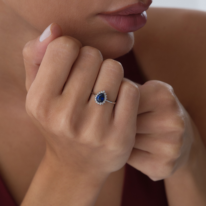 0.89 ct Damla Safir Taşlı Pırlanta Yüzük - Siempre (1)