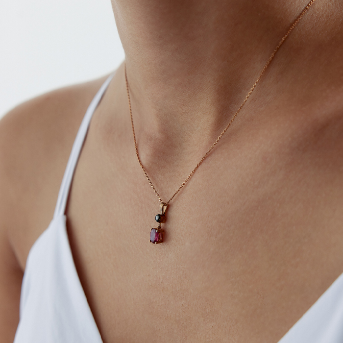 0.97 Ct Elmas Damla Yakutlu Kolye - Özkonak (1)