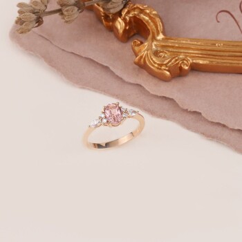 1.00 Ct Pırlanta Morganite Tasarım Yüzük - Siempre