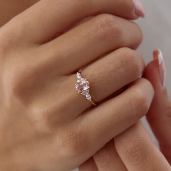 1.00 Ct Pırlanta Morganite Tasarım Yüzük - Siempre (1)