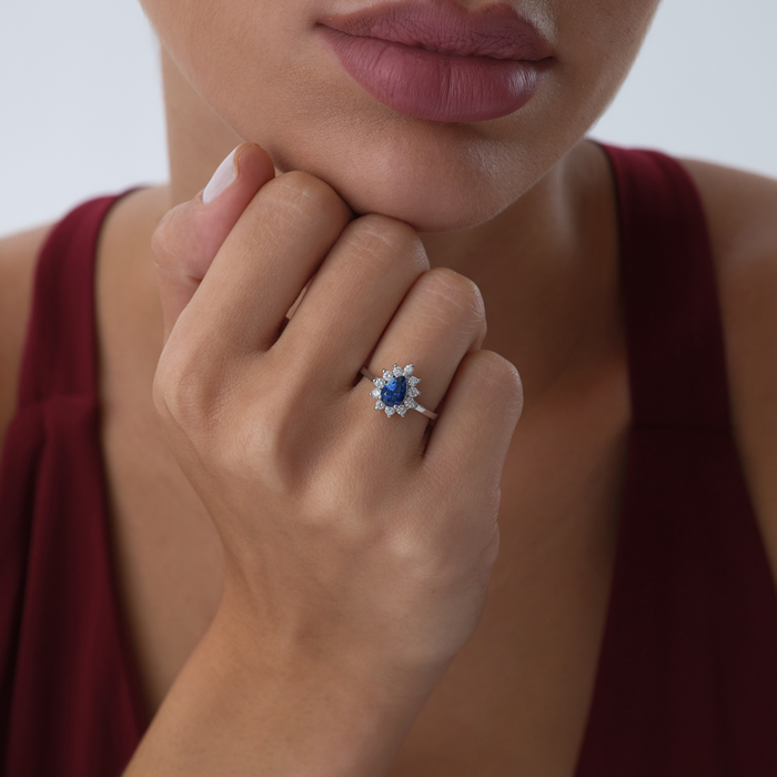 1.09 ct Droplet Safir Pırlanta Yüzük - Siempre