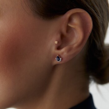 1.09 Ct Pırlanta Safir Drop Küpe - Siempre