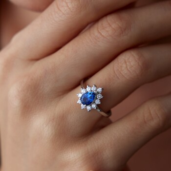 1.09 Ct Pırlanta Safir Yüzük - Siempre