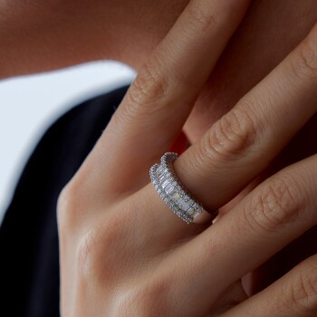 1.18 Ct Pırlanta Yarımtur Pua Tasarım Yüzük - Siempre (1)