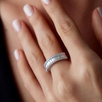 1.18 Ct Pırlanta Yarımtur Pua Tasarım Yüzük - 3