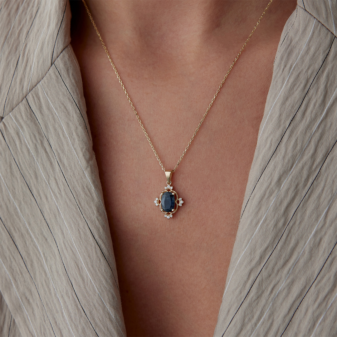 1.28 Karat Pırlanta London Blue Kolye - 1