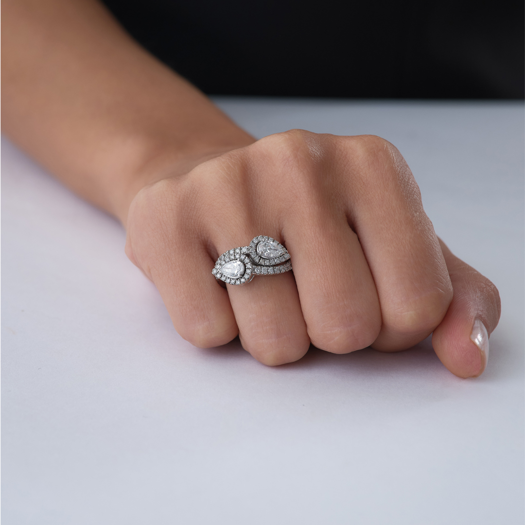 1.30 ct Double Droplet Pırlanta Yüzük - 1