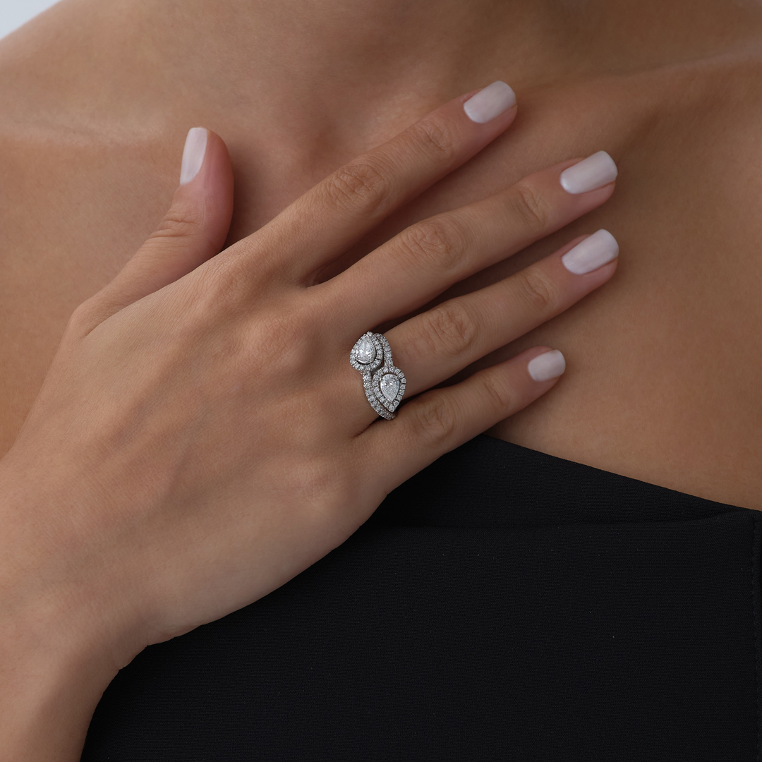 1.30 ct Double Droplet Pırlanta Yüzük - 2