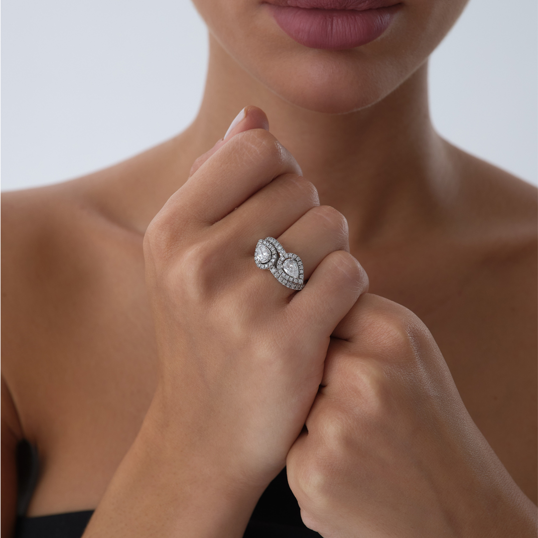 1.30 ct Double Droplet Pırlanta Yüzük - 3
