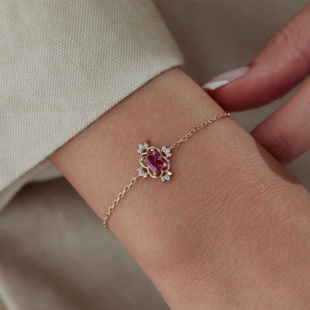 1.33 Karat Garnet Vintage Bileklik - 1