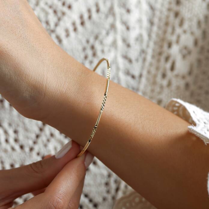 14 Ayar Altın Parçalı Kalemli Ajda Bilezik - 1