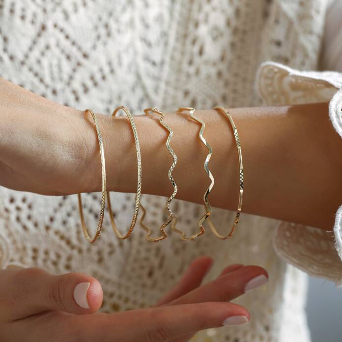 14 Ayar Altın Parçalı Kalemli Ajda Bilezik - 2