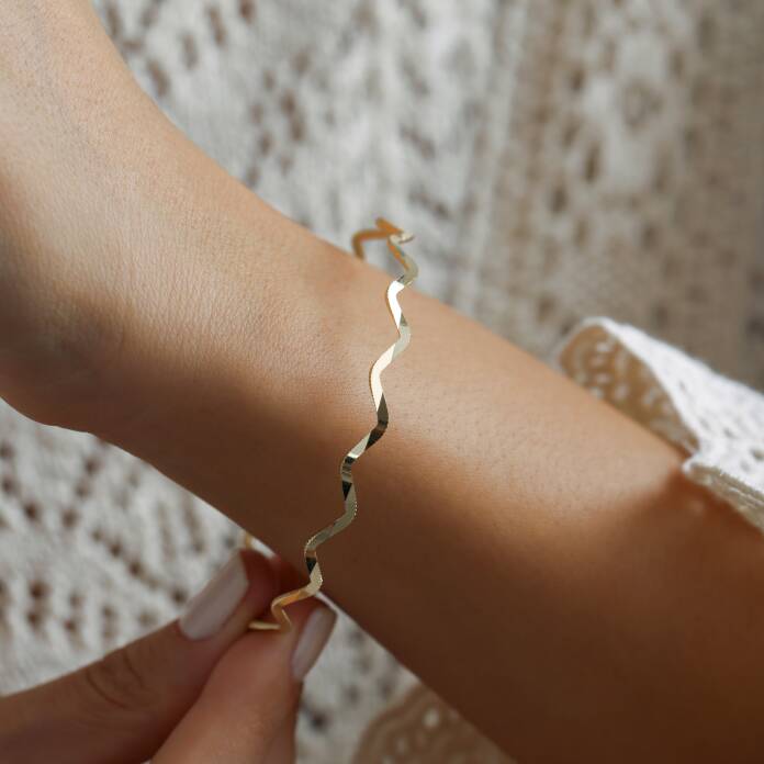 14 Ayar Altın Zig Zag Ajda Bilezik - 1