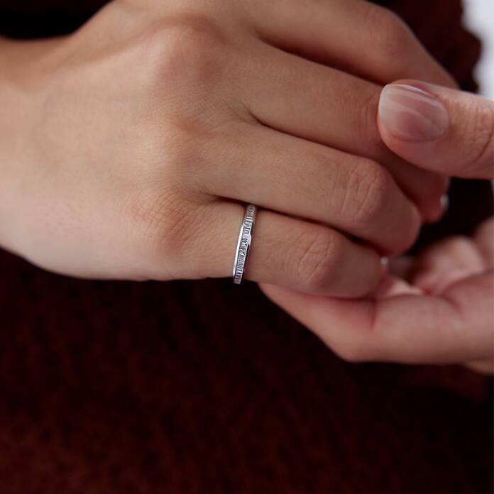 1.42 Ct Pırlanta Mini Baget Tamtur Yüzük - 1