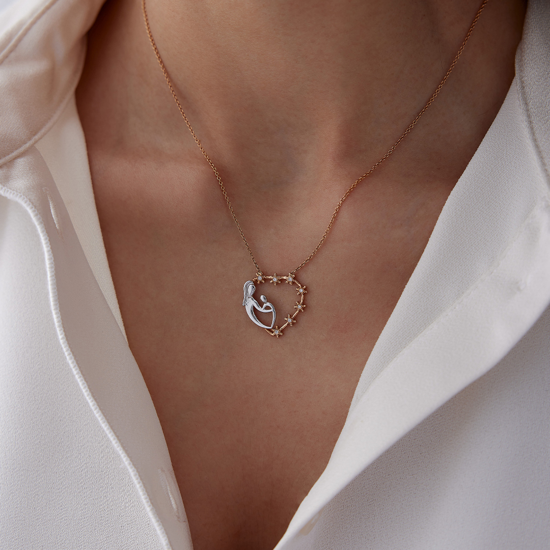 18 Ayar 0.07 Karat Pırlanta Aile Kolye - 1