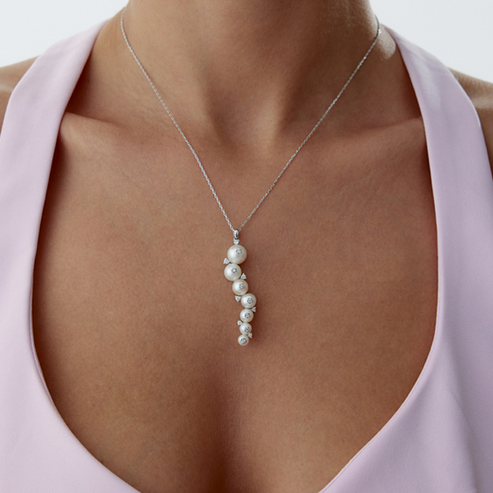 18 Ayar 0.25 Karat İnci Pırlanta Kolye - Özkonak