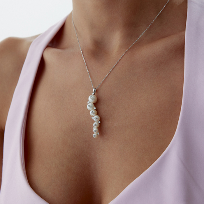 18 Ayar 0.25 Karat İnci Pırlanta Kolye - Özkonak (1)