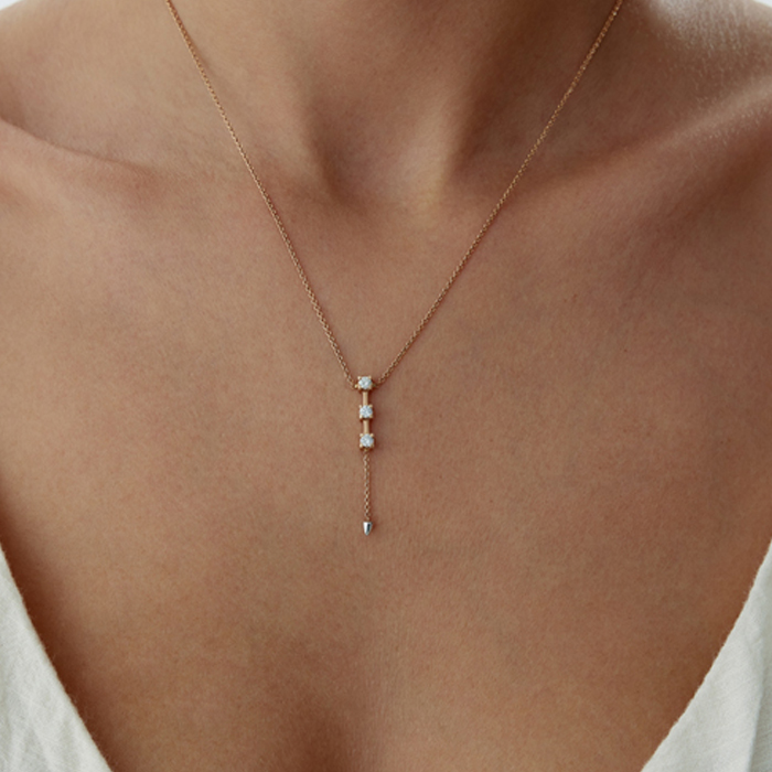 18 Ayar 0.25 Karat Triple Pırlanta Kolye - Özkonak