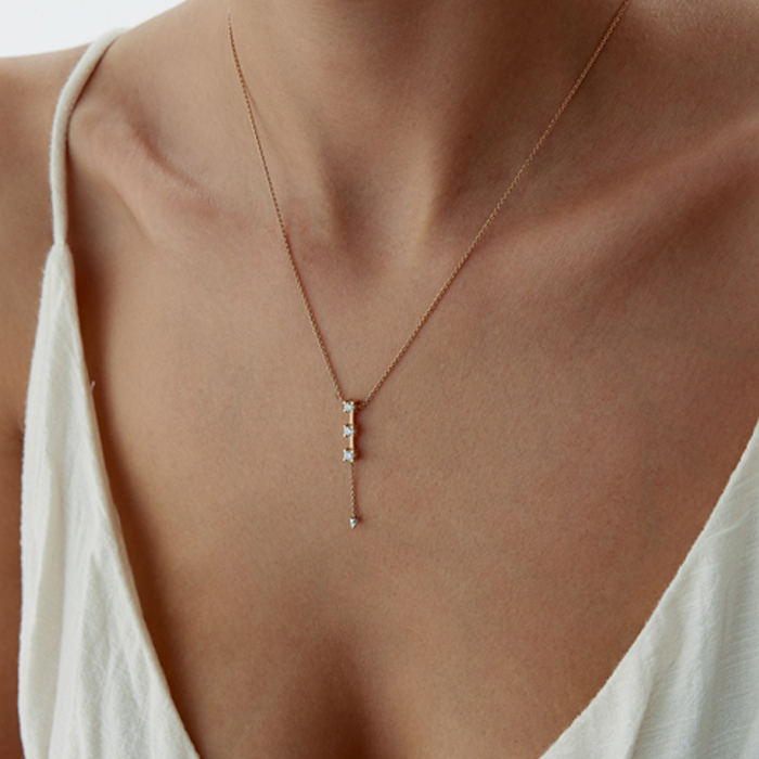 18 Ayar 0.25 Karat Triple Pırlanta Kolye - Özkonak (1)