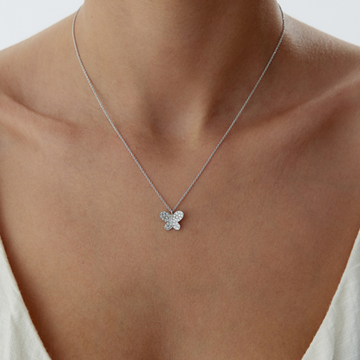 18 Ayar 0,28 Karat Kelebek Pırlanta Kolye - Özkonak