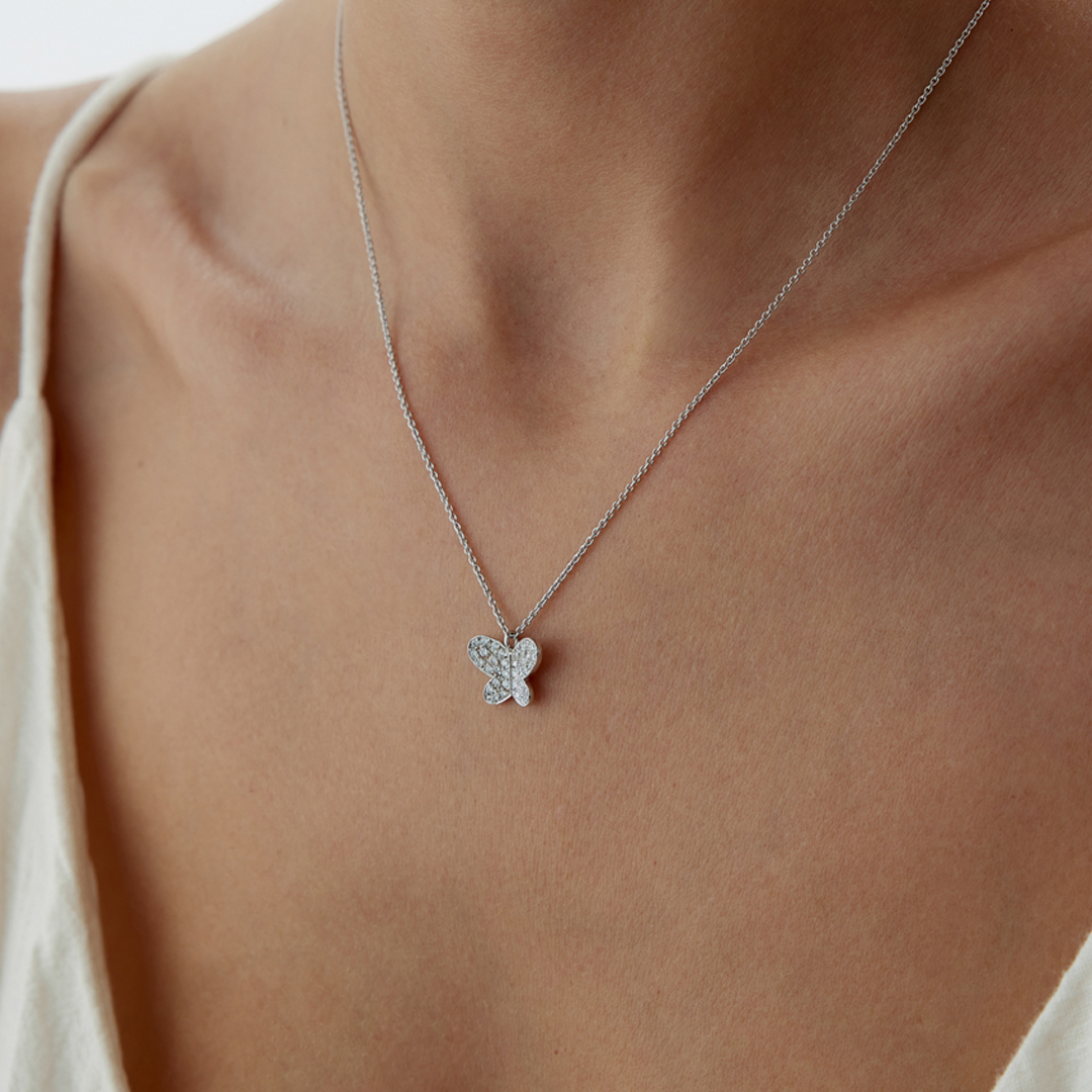 18 Ayar 0,28 Karat Kelebek Pırlanta Kolye - Özkonak (1)