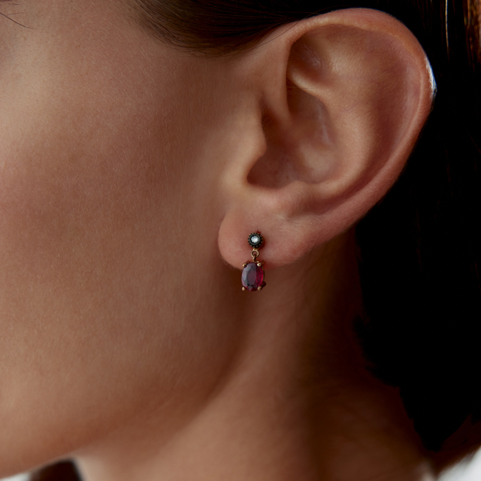 1.97 Ct Elmas Yakut Sallantılı Küpe - Özkonak