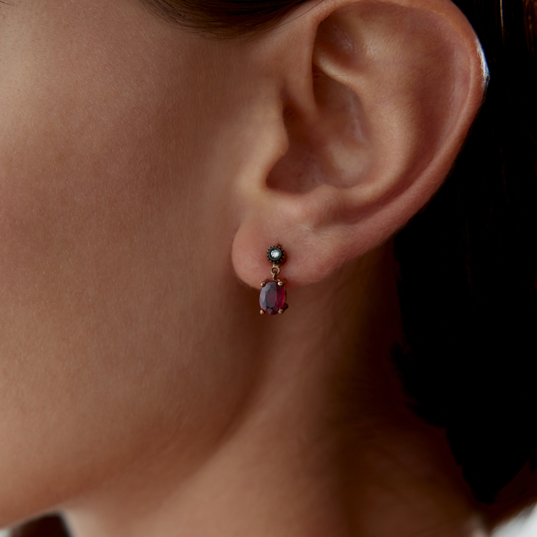 1.97 Ct Elmas Yakut Sallantılı Küpe - 1