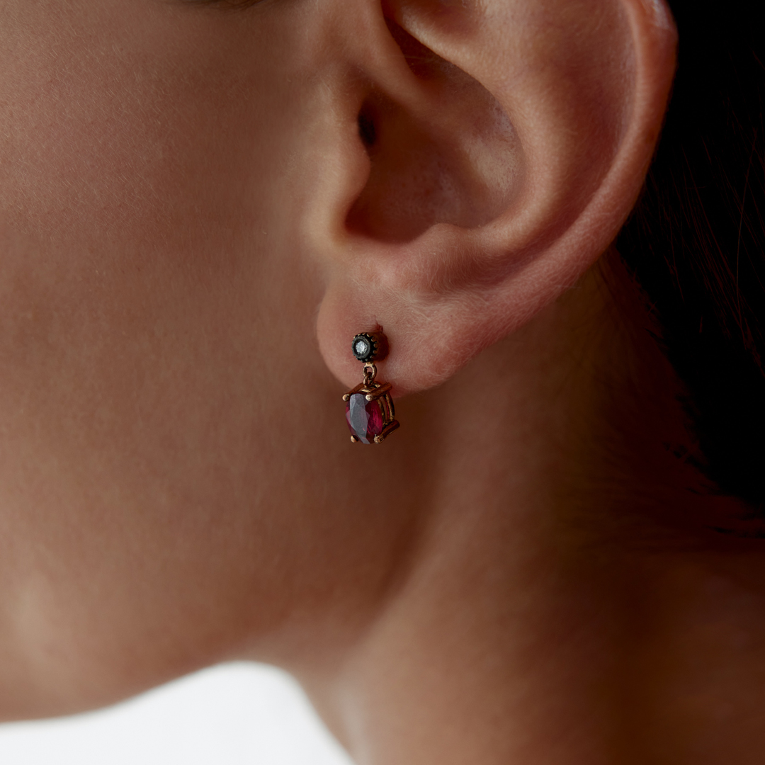 1.97 Ct Elmas Yakut Sallantılı Küpe - 2