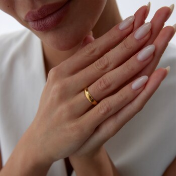 22 Ayar 4.00 mm Bombe Klasik Alyans - 4