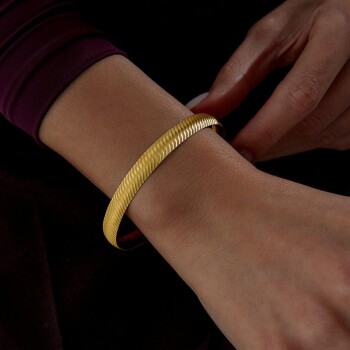 22 Ayar 8.00 Gr Çapraz Çizgili Bilezik - Şen Bilezik