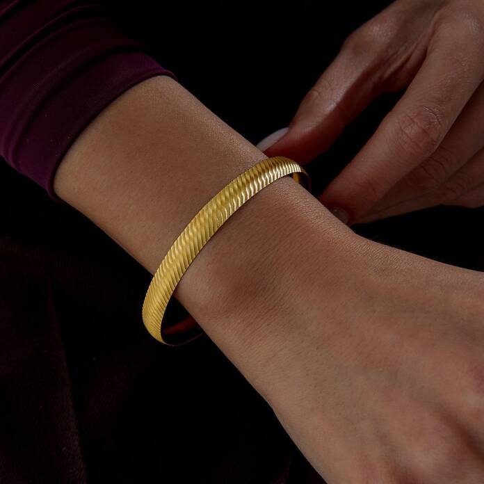 22 Ayar 8.00 Gr Çapraz Çizgili Bilezik - 1