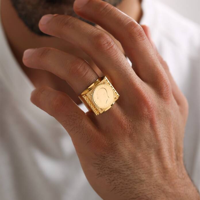 22 Ayar Ata Çeyrek Erkek Yüzük - 1