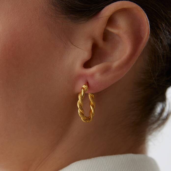 22 Ayar Burgu Halka Küpe - 1