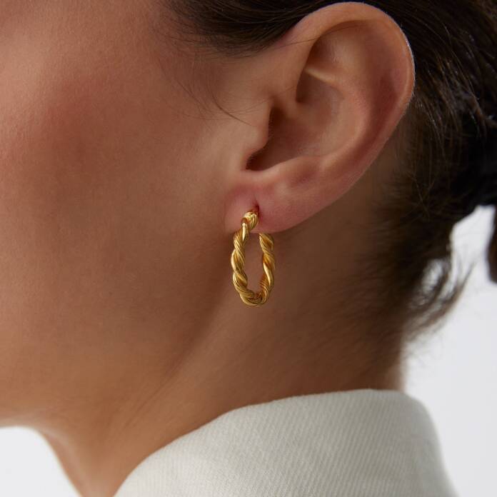 22 Ayar Burgu Halka Küpe - 2