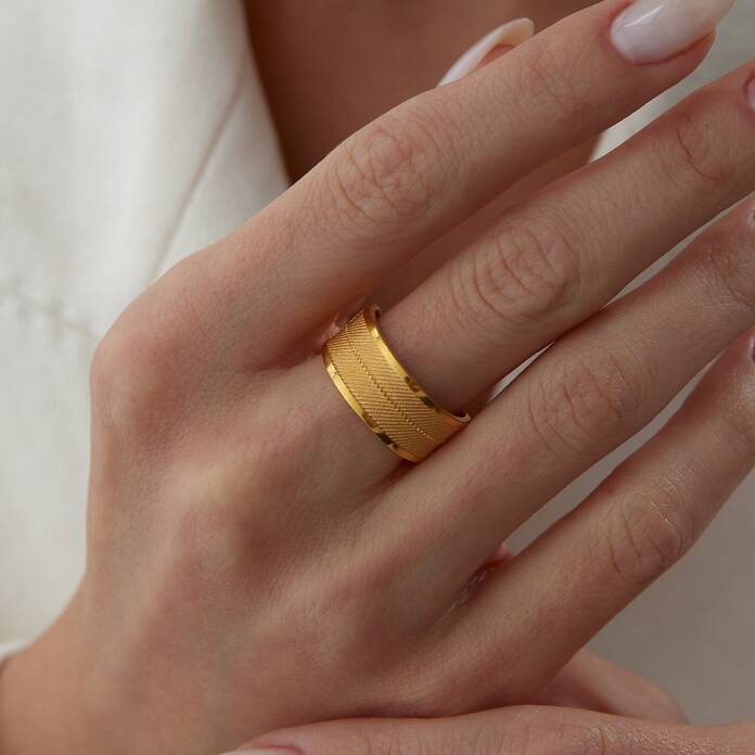 22 Ayar Edge Stripe Yüzük - 1